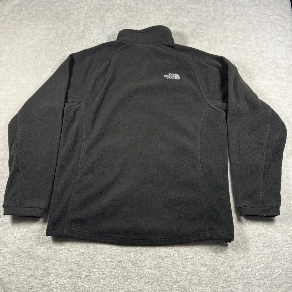 The North Face Fleece Jacket Mens M Black Full Zip Raglan Mock Neck Embroidered